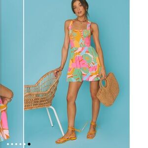 Show Me Your MuMu Collins Mini Dress in Tropical Fruit